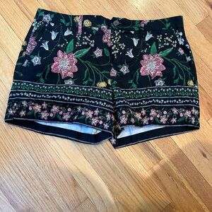 Old Navy High Waist Black and Pink Floral Shorts